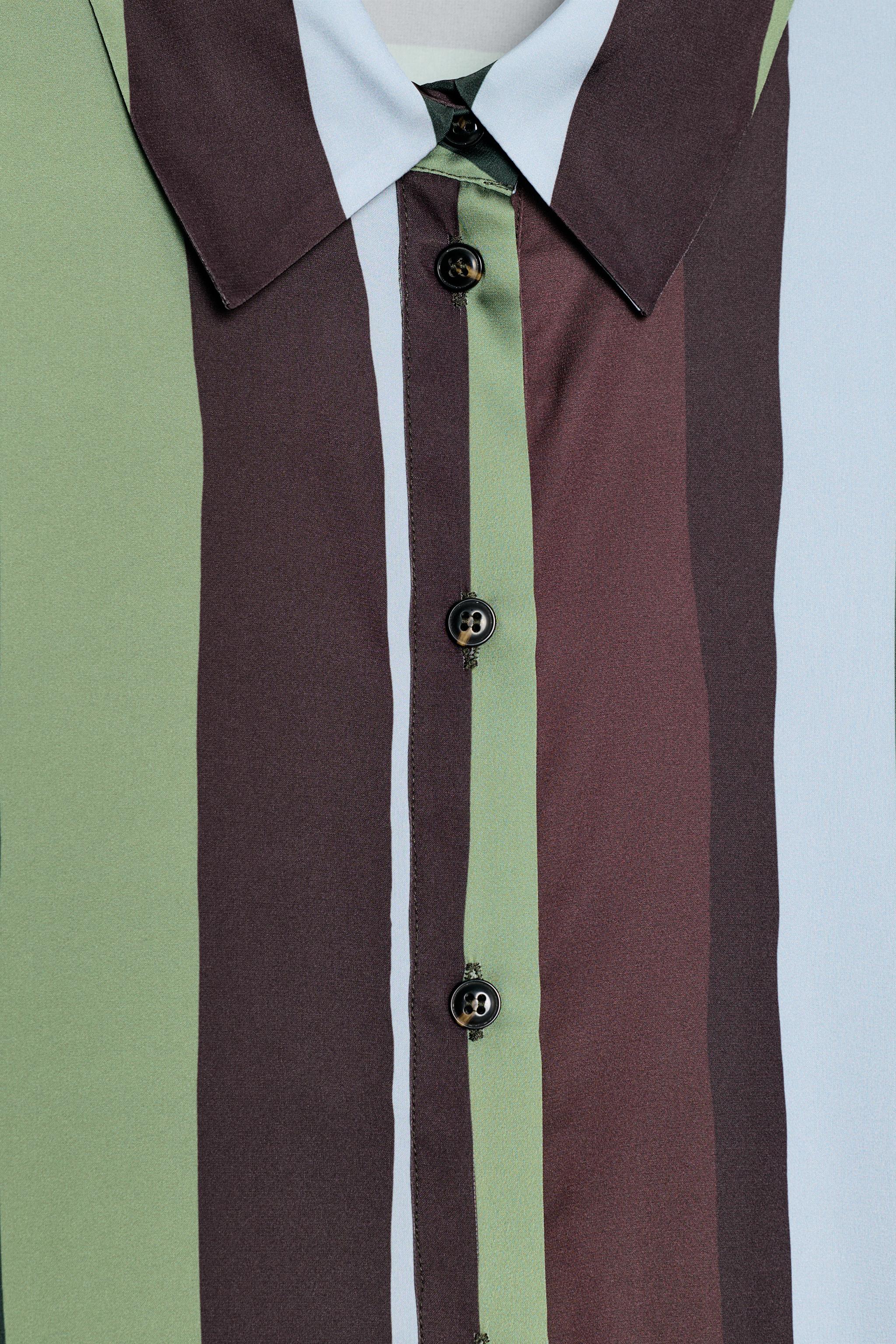 STRIPED SATIN EFFECT BLOUSE